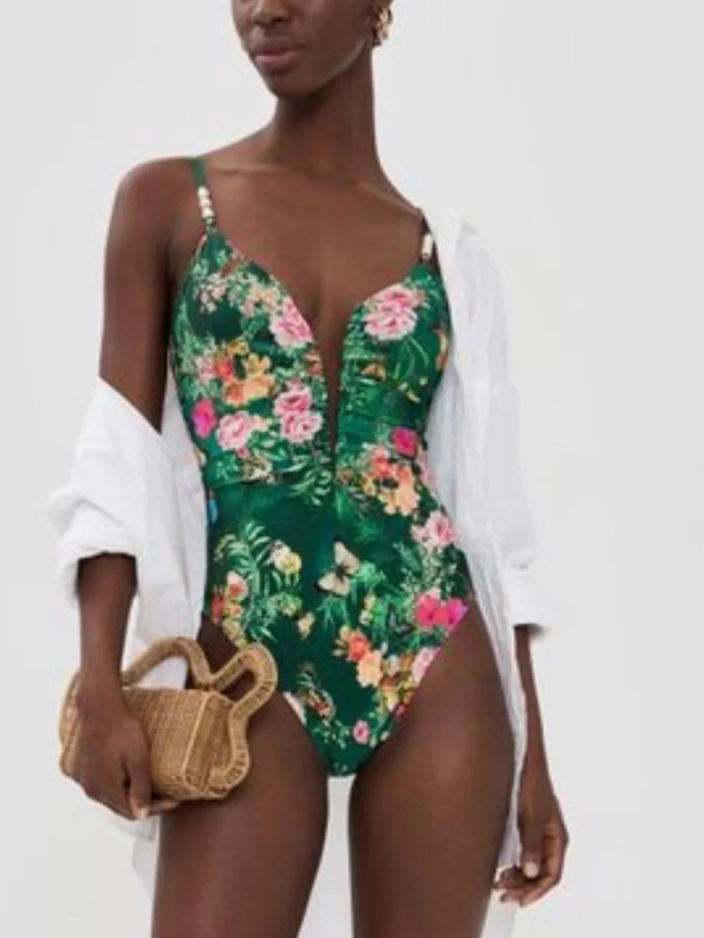 Lagence Green Lilou Charonda Butterfly Plunge One Piece